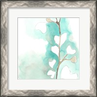 Framed Teal and Ochre Ginko III