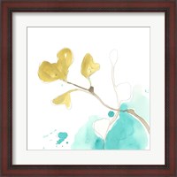 Framed Teal and Ochre Ginko V