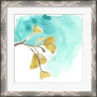 Framed 'Teal and Ochre Ginko VIII' border=