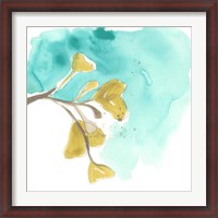 Framed Teal and Ochre Ginko VIII