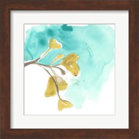 Framed Teal and Ochre Ginko VIII