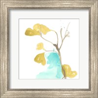 Framed Teal and Ochre Ginko IX