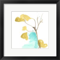 Framed 'Teal and Ochre Ginko IX' border=