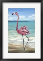 Framed Beach Walker Flamingo II