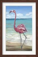 Framed Beach Walker Flamingo II