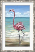 Framed Beach Walker Flamingo II