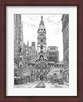 Framed B&W Us Cityscape-Philadelphia