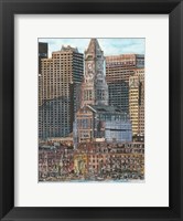 Framed US Cityscape-Boston