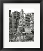 Framed B&W Us Cityscape-Boston
