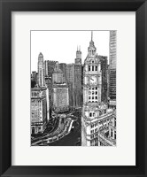 Framed B&W Us Cityscape-Chicago