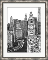 Framed B&W Us Cityscape-Chicago