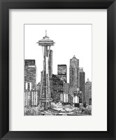 Framed B&W Us Cityscape-Seattle