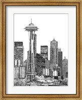 Framed B&W Us Cityscape-Seattle