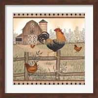 Framed Rustic Farm Rooster