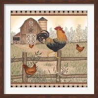 Framed Rustic Farm Rooster
