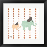 Framed 'Zoo Animals Elephants' border=
