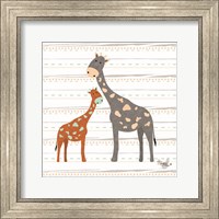 Framed 'Zoo Animals Giraffes' border=