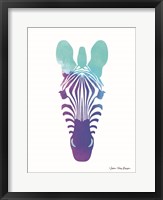 Framed Violet and Teal Zebra