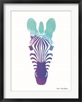 Framed Violet and Teal Zebra