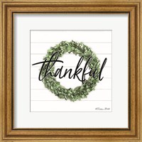 Framed 'Thankful Boxwood Wreath' border=
