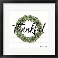 Framed 'Thankful Boxwood Wreath' border=