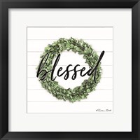 Framed 'Blessed Boxwood Wreath' border=