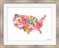 Framed Floral USA Map