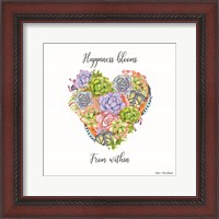 Framed Happiness Blooms Succulents