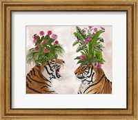 Framed Hot House Tigers, Pair, Pink Green