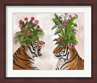 Framed Hot House Tigers, Pair, Pink Green
