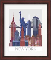Framed New York Landmarks , Red Blue