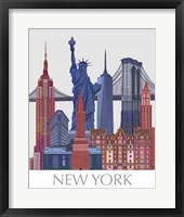 Framed New York Landmarks , Red Blue