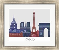Framed Paris Landmarks , Red Blue
