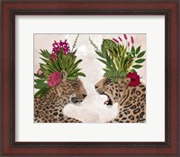 Framed Hot House Leopards, Pair, Pink Green