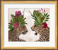 Framed Hot House Leopards, Pair, Pink Green