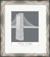 Framed 'New York Brooklyn Bridge Monochrome' border=