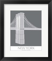 Framed 'New York Brooklyn Bridge Monochrome' border=