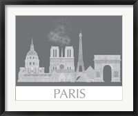 Framed Paris Skyline Monochrome