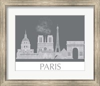 Framed Paris Skyline Monochrome
