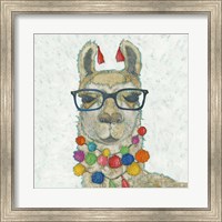 Framed Llama Love with Glasses I