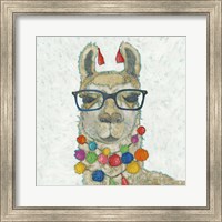 Framed 'Llama Love with Glasses I' border=