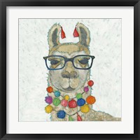 Framed 'Llama Love with Glasses I' border=