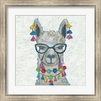 Framed Llama Love with Glasses II