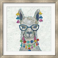 Framed Llama Love with Glasses II