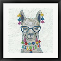 Framed 'Llama Love with Glasses II' border=