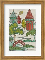 Framed Pagoda Landscape I