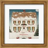 Framed Merry Lil House Sq Merry Christmas