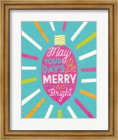 Framed Festive Holiday Light Bulb Merry and Bright v2