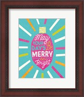 Framed Festive Holiday Light Bulb Merry and Bright v2