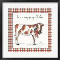 Framed Holiday on the Farm III Plaid